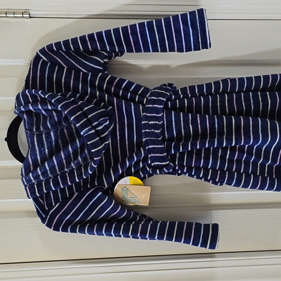 THEREABOUTS BLUE STRIPED TODDLER BOYS OR GIRLS HOODED ROBE SIZE XS 6/6X - Picture 9 of 12